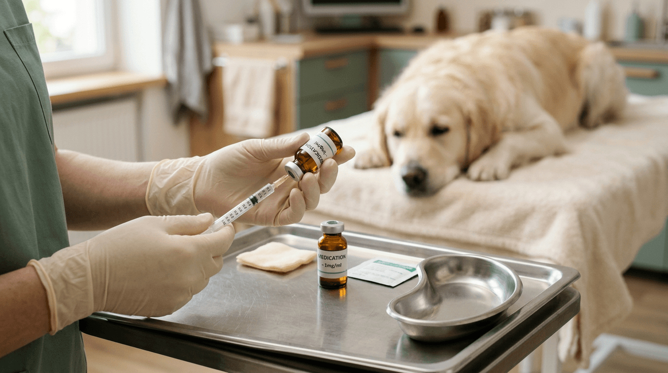 Vet preparing a small syringe gently